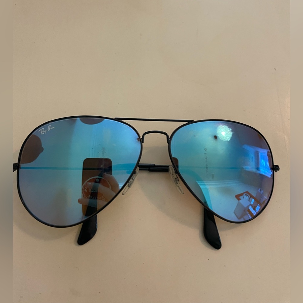 Ray Ban Oversized Black Blue Frame Aviators
